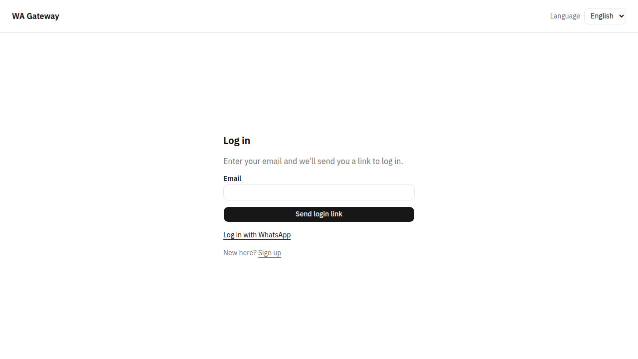 The Log in page