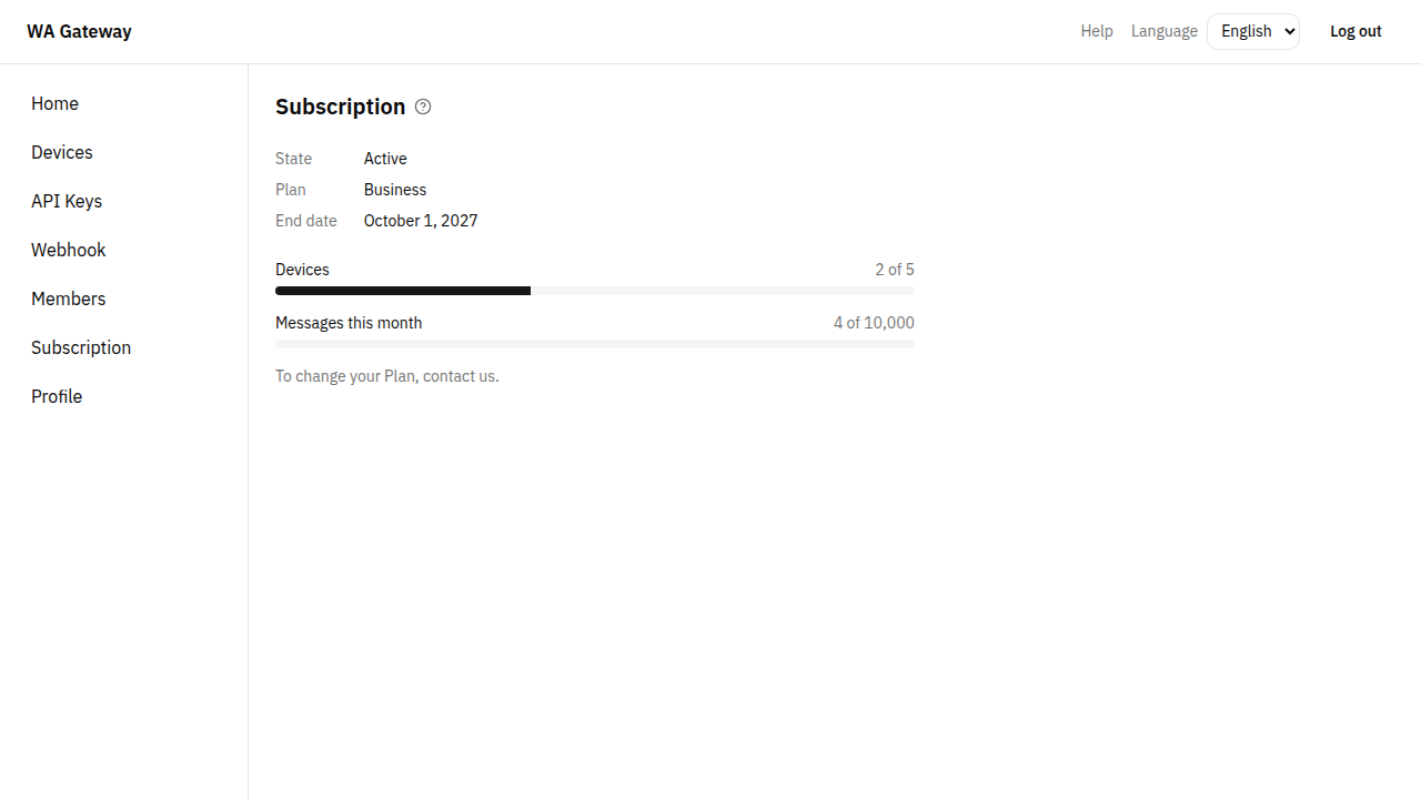 The Subscription page